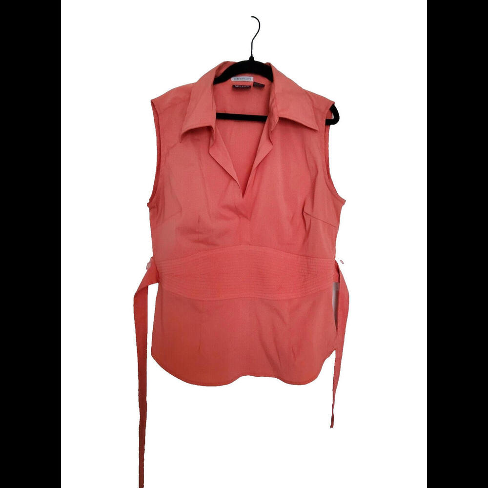 Cotton Works Coral Pink Stretch Tank Top Collar Tie XL Elastic Waist